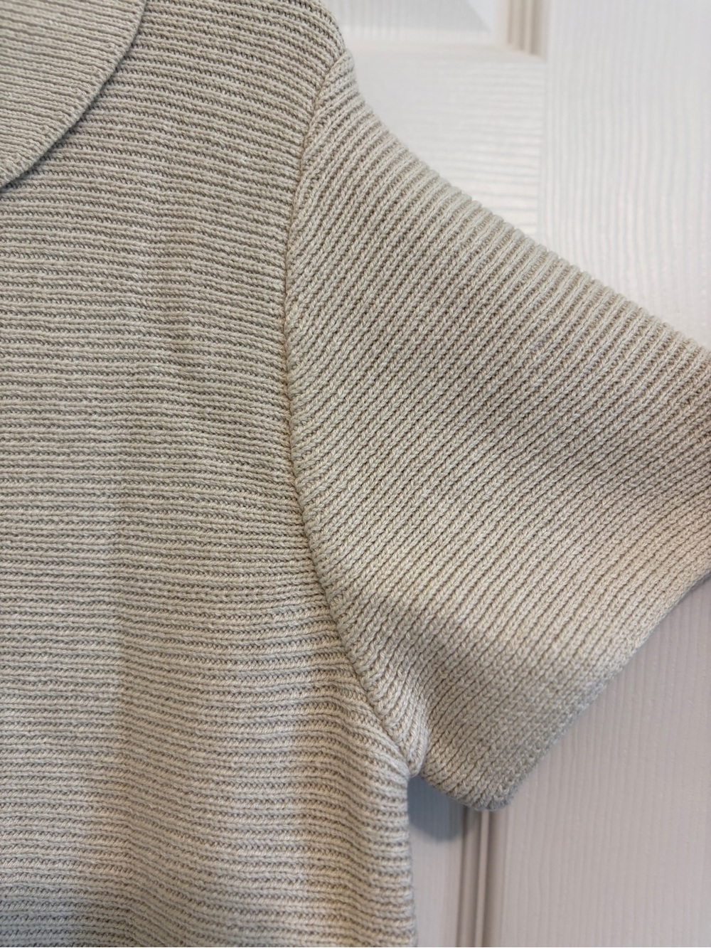 Saodimallsu Cream Ribbed Short-Sleeve Button Cardigan - Picture 7 of 10